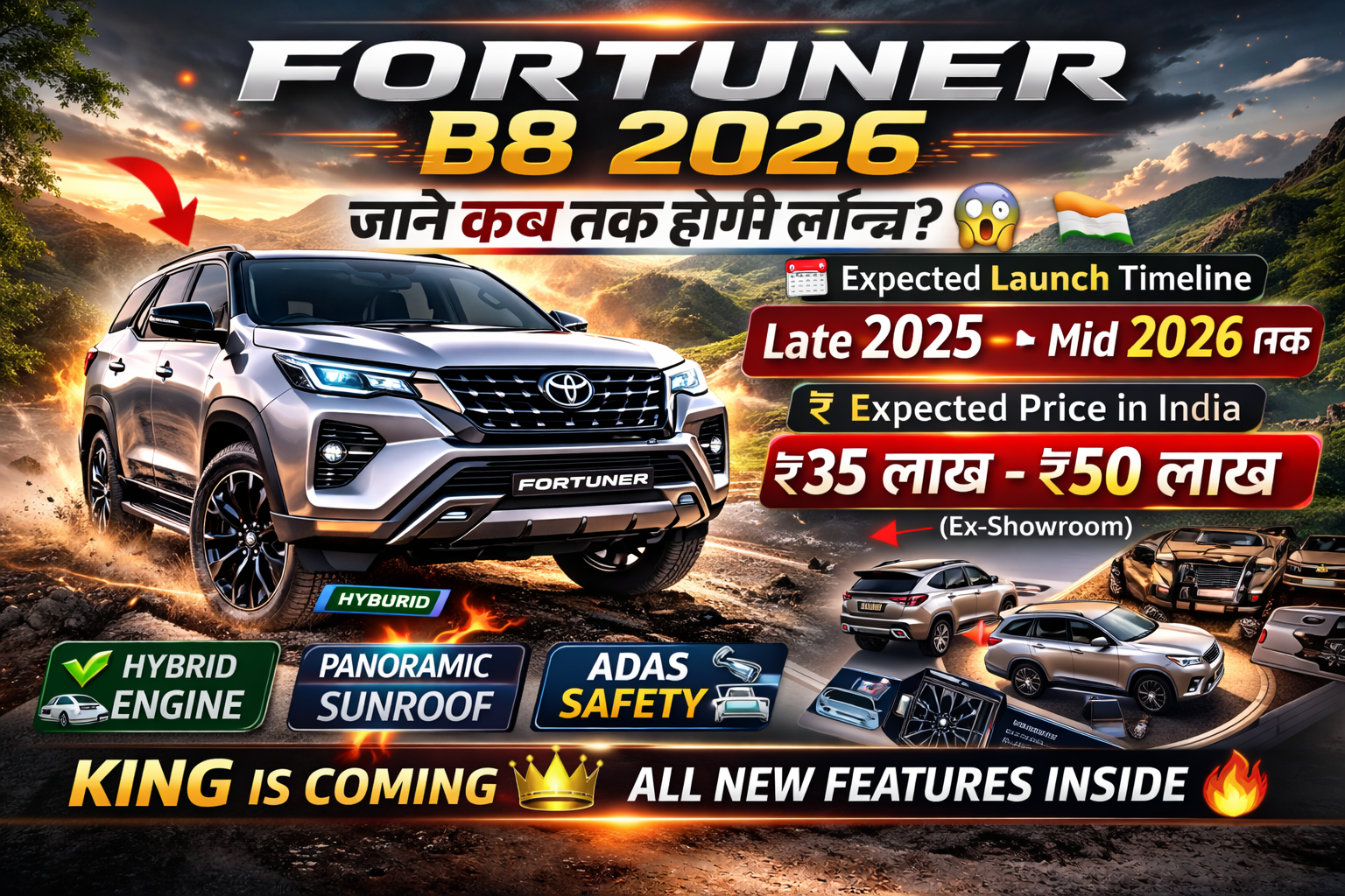 Fortuner B8 2026 on road price in india|| जाने कब तक होगी लॉन्च और सारे फीचर्स के बारे